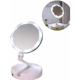 Espelho Com LED De Mesa Com Aumento 10x Dobrável