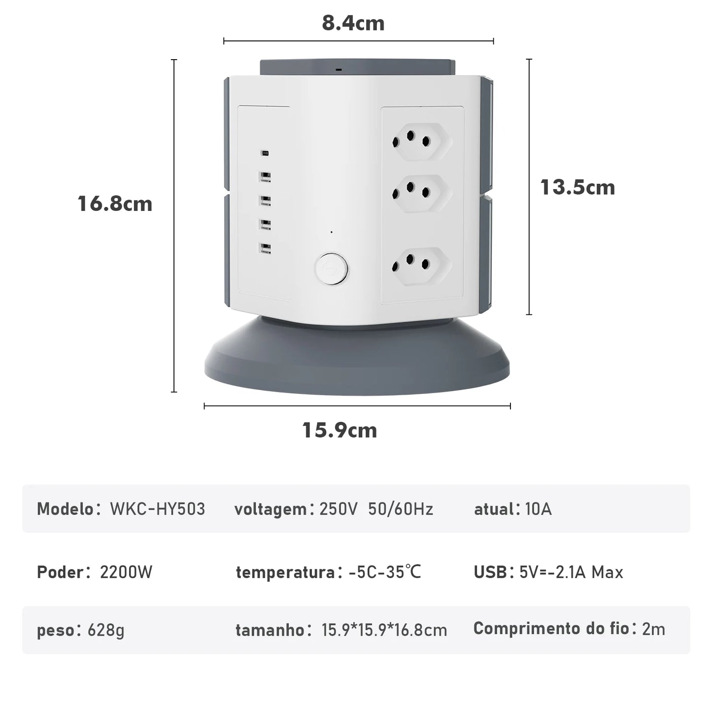 Filtro de Linha Vertical com USB - 2200W