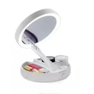 Espelho Com LED De Mesa Com Aumento 10x  Dobrável