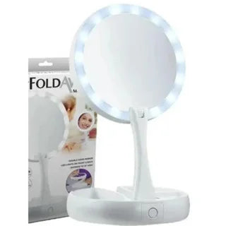 Espelho Com LED De Mesa Com Aumento 10x  Dobrável