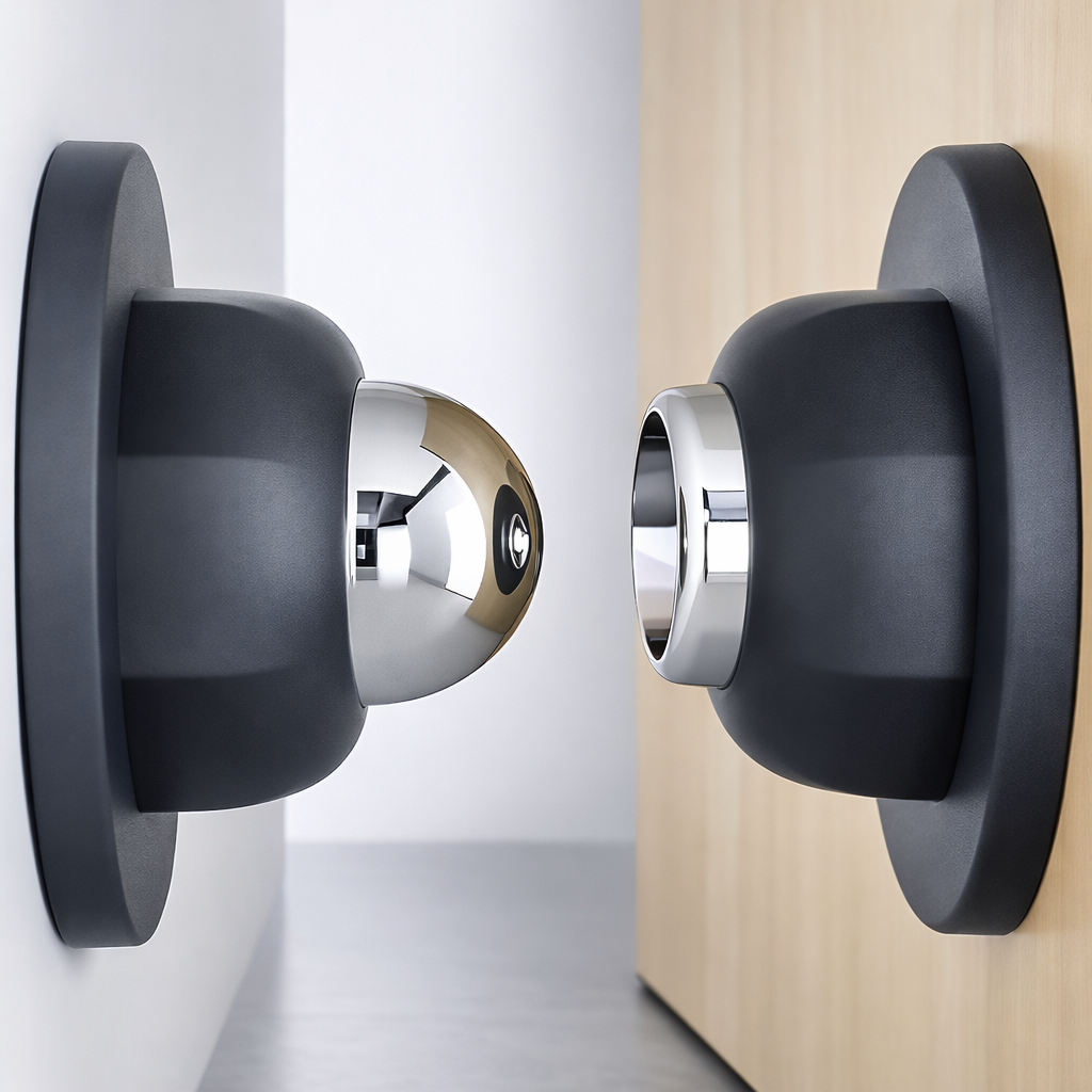 Trava Magnética de Porta Sem Furo – Limitador de Porta Forte, Silencioso e Design Moderno