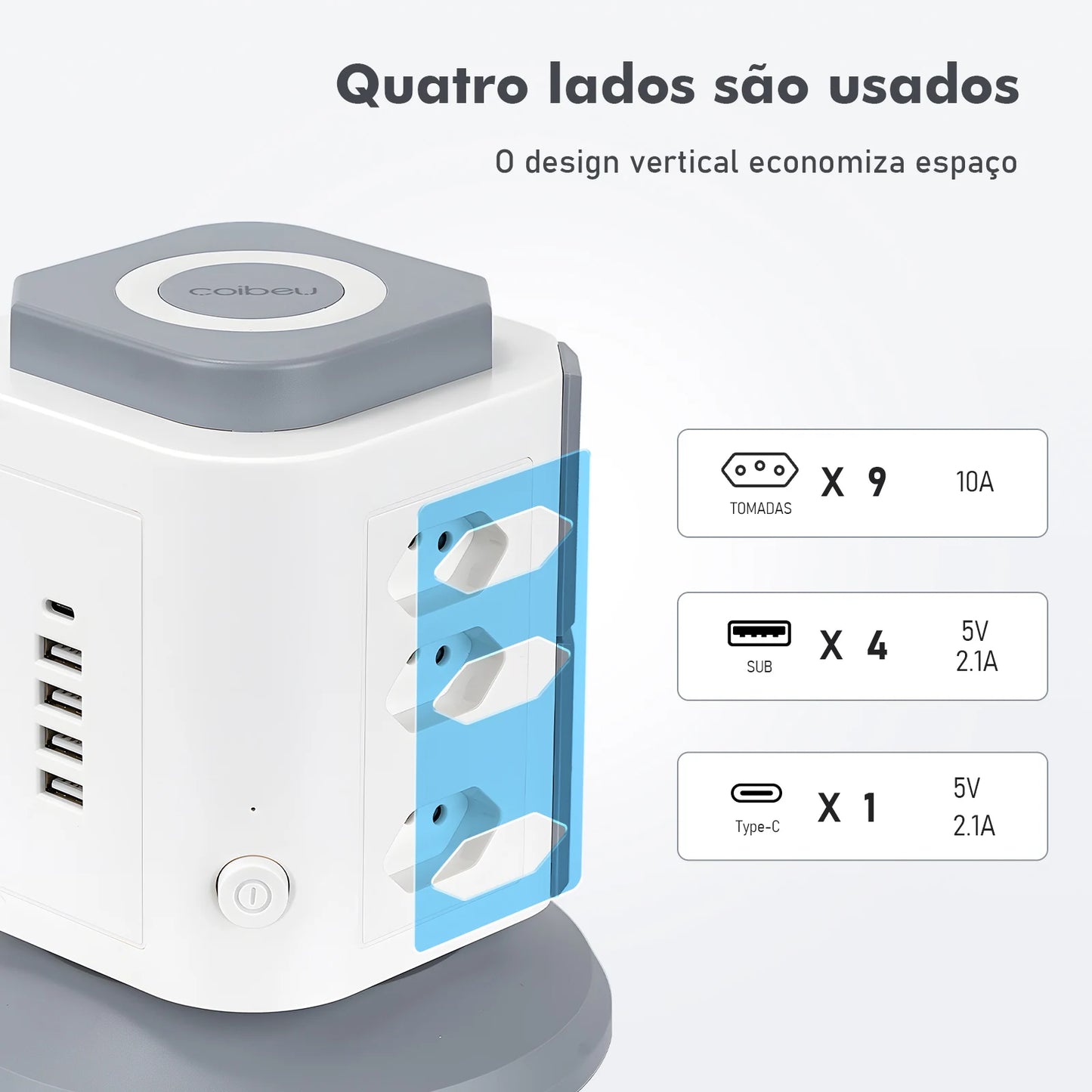 Filtro de Linha Vertical com USB - 2200W