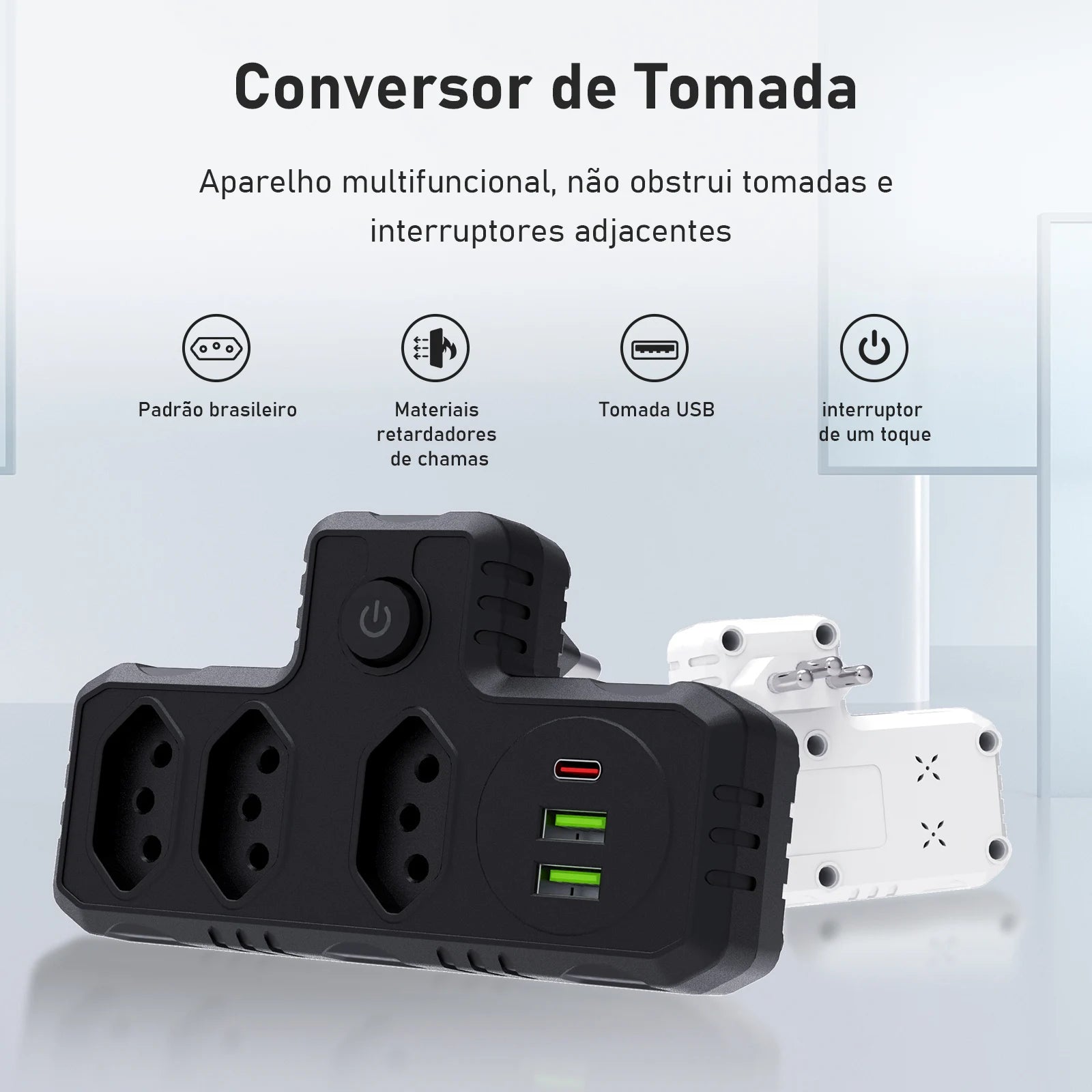 Conversor de tomada - Entrada comum e USB - Vitrine Pop