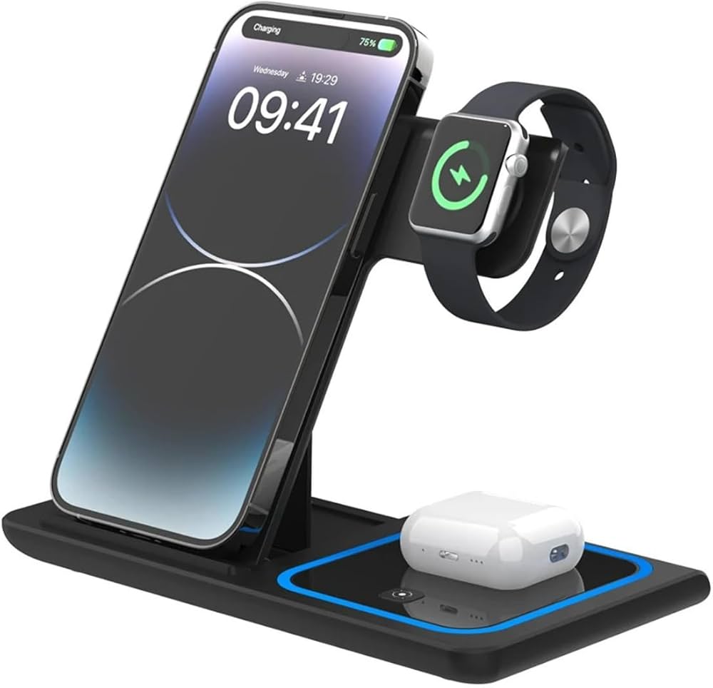 Base Turbo Carregador 3 em 1: Celular, Smartwarch e Fones Bluetooth - Vitrine Pop