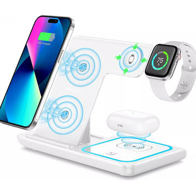 Base Turbo Carregador 3 em 1: Celular, Smartwarch e Fones Bluetooth - Vitrine Pop