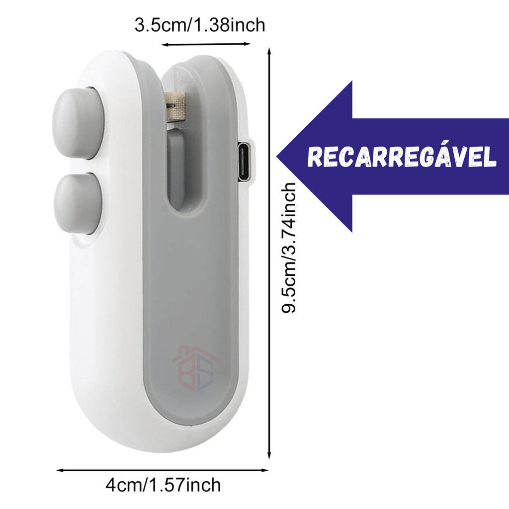 Aparelho Selador Portátil De Saco 2 Em 1 - Magnético De Calor Recarregável - Vitrine Pop
